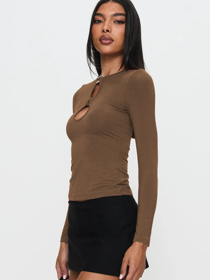 Sultyra Metal Ring Buckle Hollow Long Sleeve