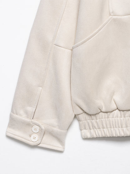 Cross-border Wholesale European and American Style2025Autumn and Winter Fashion Turn-Down Collar Suede Texture Loose Flight Jacket for Women A6