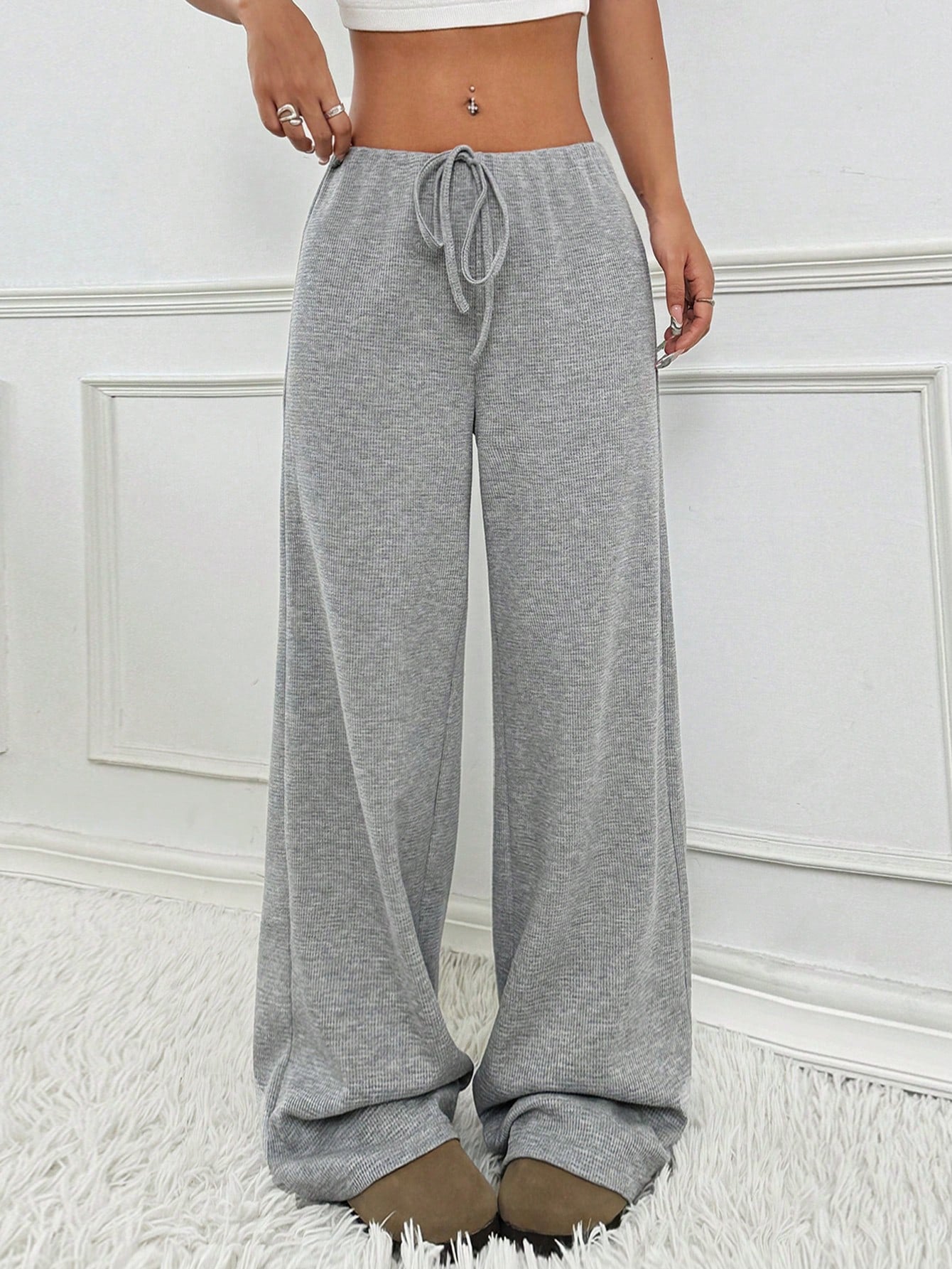 Sultyra Drawstring Cotton Straight Pants