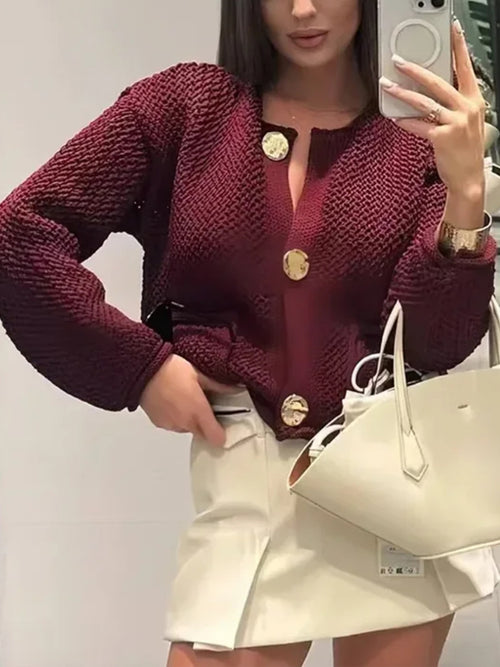 Sultyra Solid Color Knit Sweater