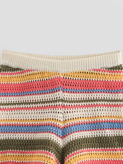 Amazon Cross-Border Europe and America2025Spring New Crochet POLO Collared Knitted Top and Shorts Set B62049