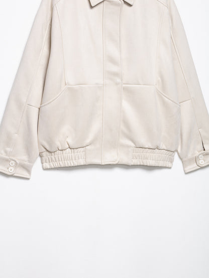 Cross-border Wholesale European and American Style2025Autumn and Winter Fashion Turn-Down Collar Suede Texture Loose Flight Jacket for Women A6