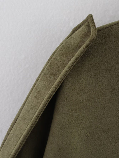 9Wholesale European and American Style2025Spring and Autumn Casual Suede Texture Lapel Bomber Jacket for Women B88824