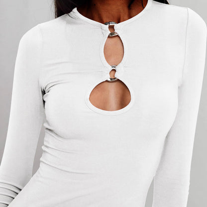 Sultyra Metal Ring Buckle Hollow Long Sleeve