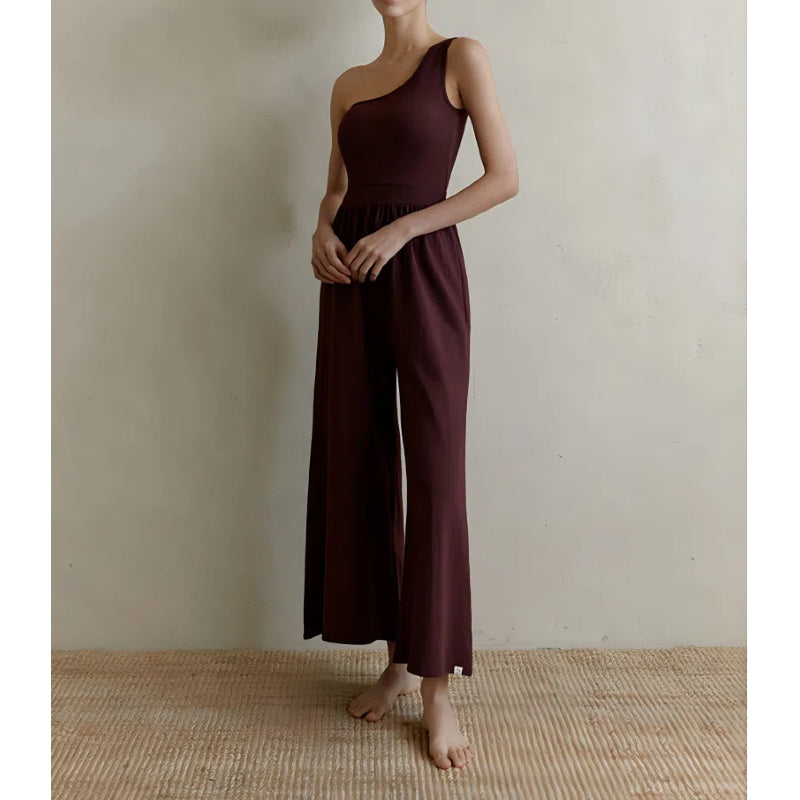Sultyra Sleeveless Asymmetric Shoulder Yoga Suit