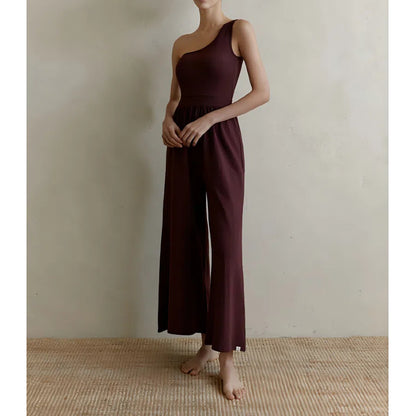 Sultyra Sleeveless Asymmetric Shoulder Yoga Suit