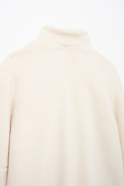 Cross-Border2024European and American Style Autumn Winter New Women's Solid Color Lazy Style Lamb Wool High Neck Woolen Coat A65002