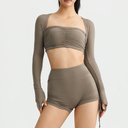 Sultyra Two-Piece Elastic Fixed Cup Tube Top Long Sleeve