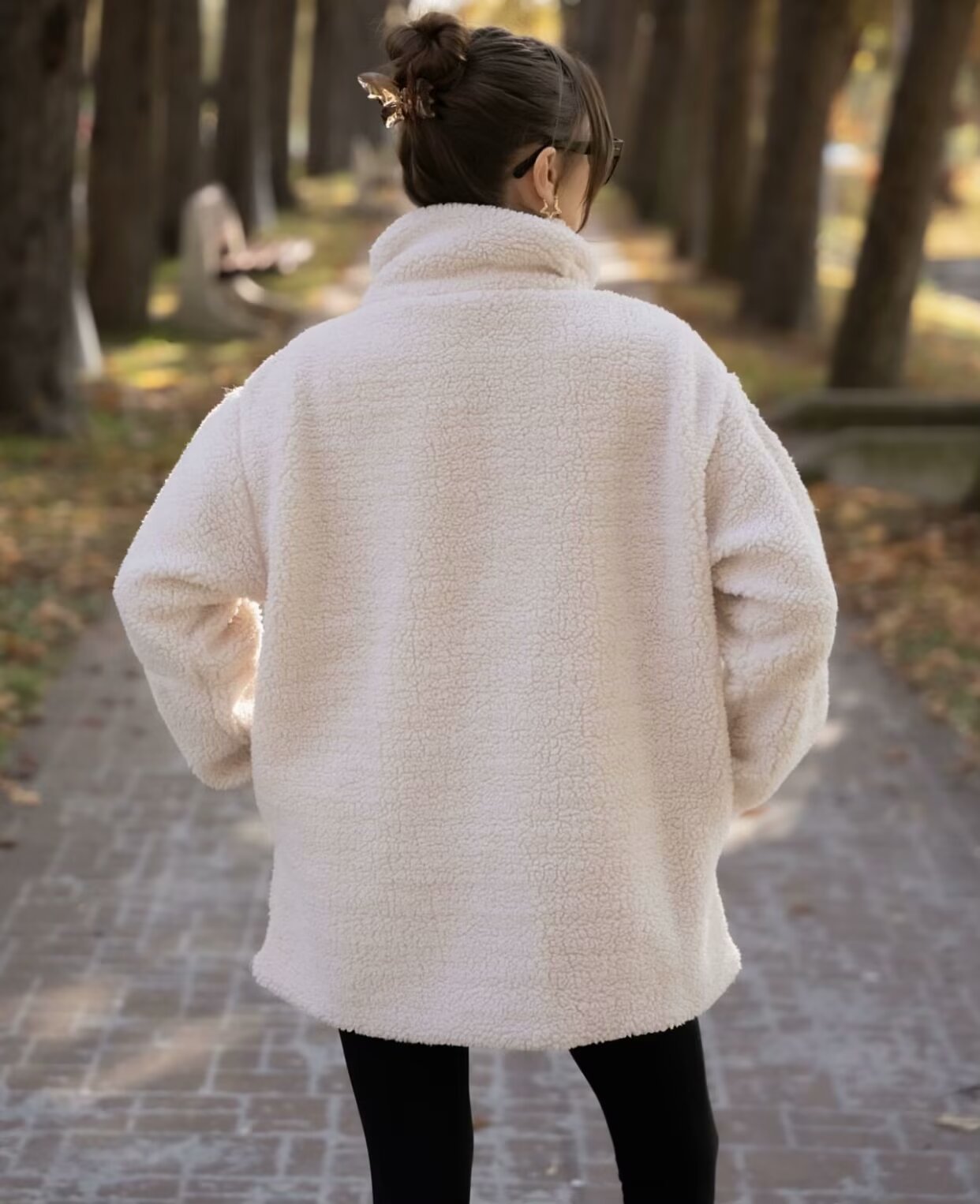 Cross-Border2024European and American Style Autumn Winter New Women's Solid Color Lazy Style Lamb Wool High Neck Woolen Coat A65002