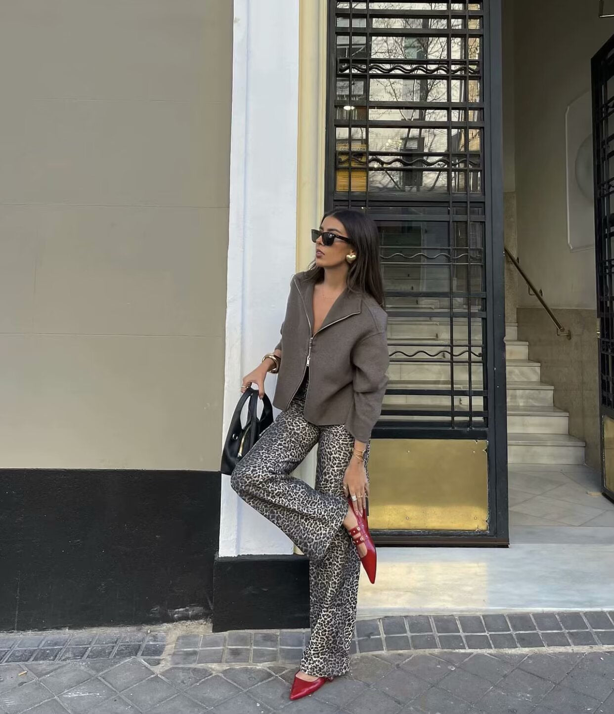 Europe and America2024Spring and Autumn Sports Jacket Stand Collar Loose Long Sleeve Women's Woolen Jacket Coat B88688