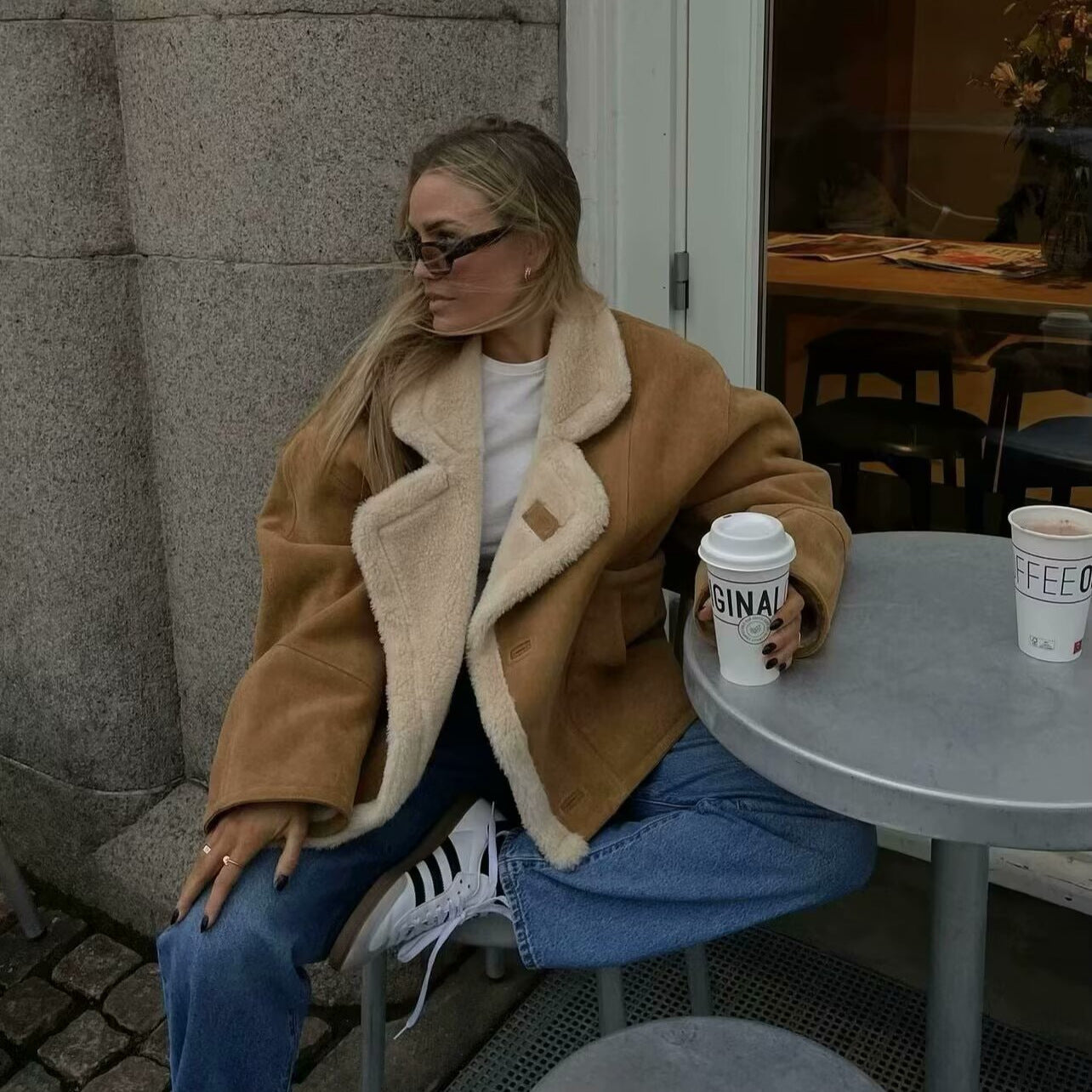 Cross-Border Amazon2025Autumn and Winter New Women's Fashion Loose Warm Retro Lamb Wool Coat D79245