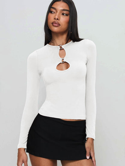 Sultyra Metal Ring Buckle Hollow Long Sleeve