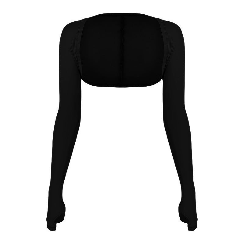 Sultyra Two-Piece Elastic Fixed Cup Tube Top Long Sleeve