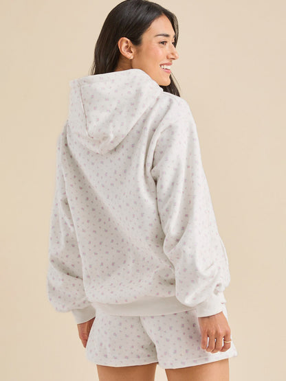 Sultyra Floral Casual Hooded Sweatshirt High Waist Comfortable Shorts Set