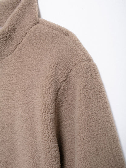 Cross-Border2024European and American Style Autumn Winter New Women's Solid Color Lazy Style Lamb Wool High Neck Woolen Coat A65002