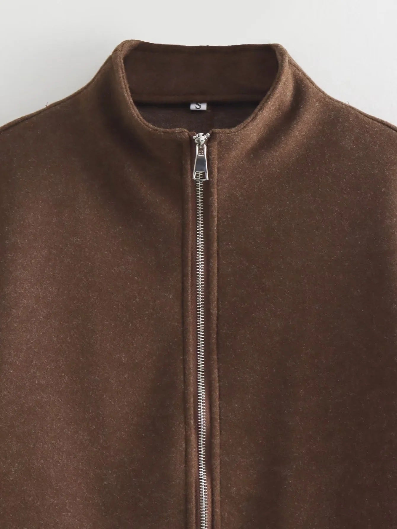 Europe and America2024Spring and Autumn Sports Jacket Stand Collar Loose Long Sleeve Women's Woolen Jacket Coat B88688