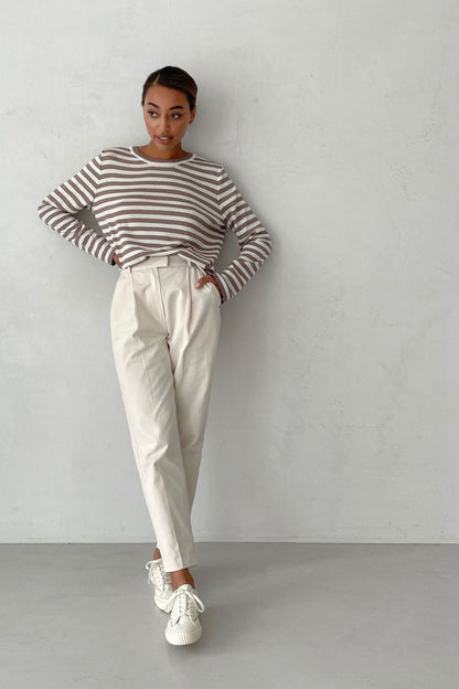 Cross-border Round Neck Knitted Striped Sweater European and American Style2025Spring Versatile Classic Retro Striped Pullover Sweater for Women