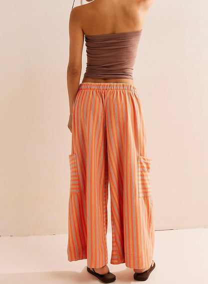 Sultyra Striped  Loose Straight-Leg Pants