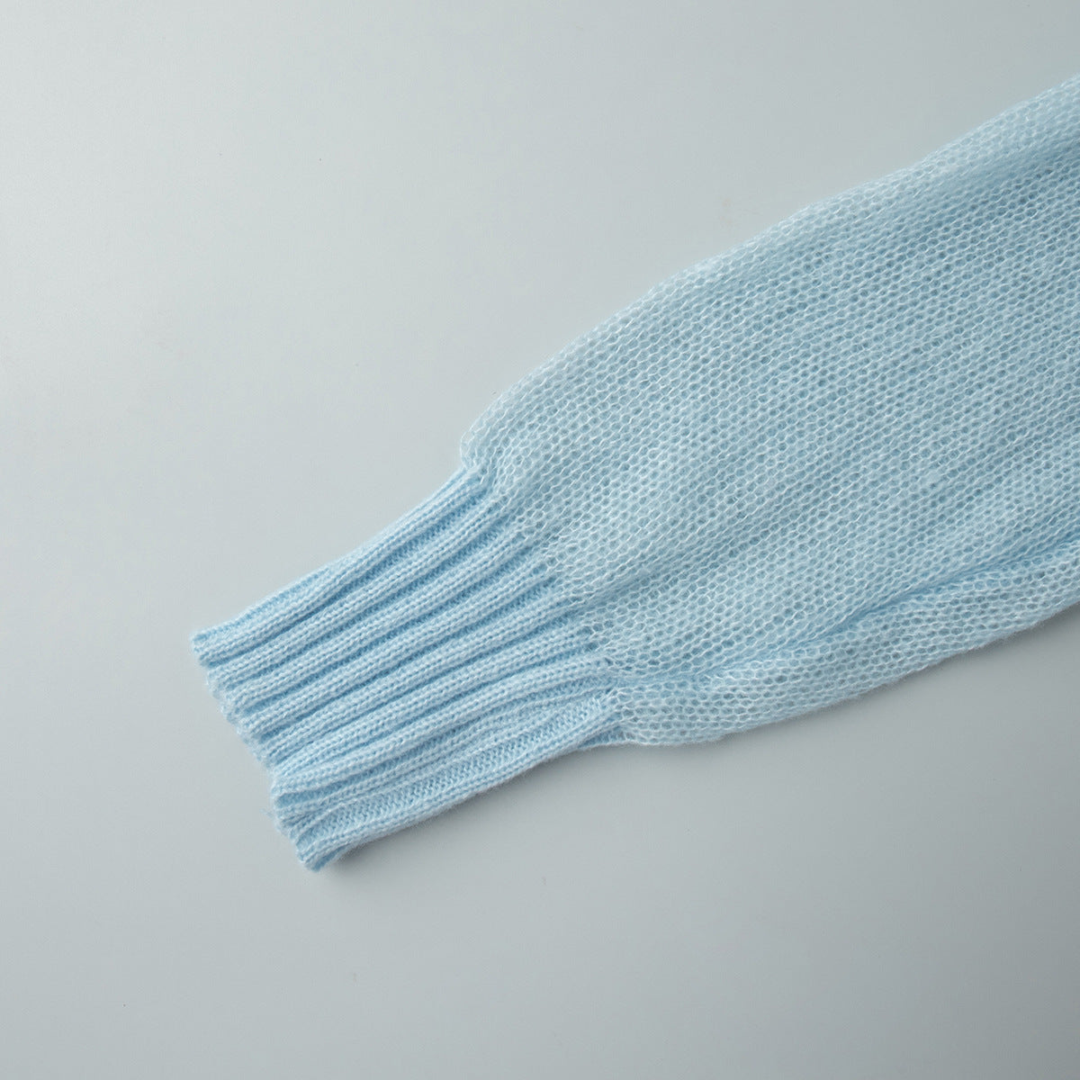 Cross-border Mohair Crew Neck Pullover Sweater European and American Style2025Spring and Summer New Comfortable Knitted Base Semi-Transparent Sweater for Women