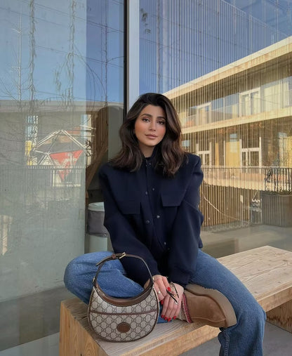 11Color Amazon Cross-Border2025Spring and Autumn New European and American Style Stand Collar Large Pocket Women's Jacket Coat A19621