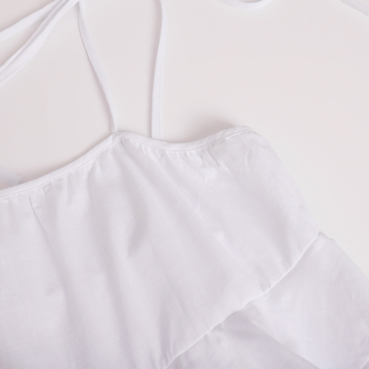 Cross-border spaghetti strap dress European and American style2025Summer Multi-layer Ruffle Cake Dress Short Backless Strap Dress