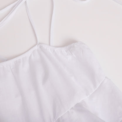 Cross-border spaghetti strap dress European and American style2025Summer Multi-layer Ruffle Cake Dress Short Backless Strap Dress