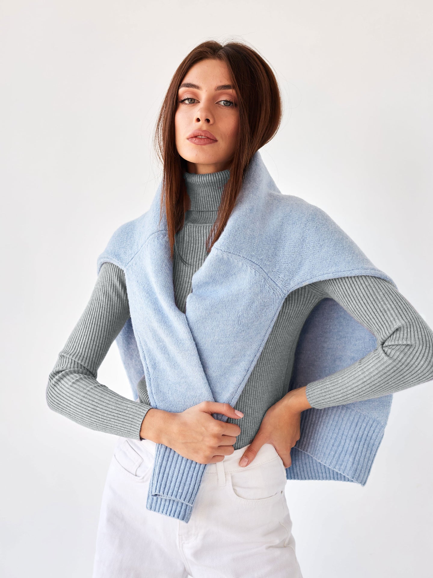 Cross-border Turtleneck Sweater Knitted Base Shirt European and American Style2025Amazon Autumn Knitted Sweater High Neck Pullover Sweater for Women