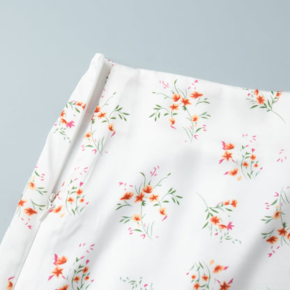 Cross-border Printed Midi Skirt European and American Style2025Spring and Summer New Elegant Floral Satin Printed Draped High-Waisted Skirt