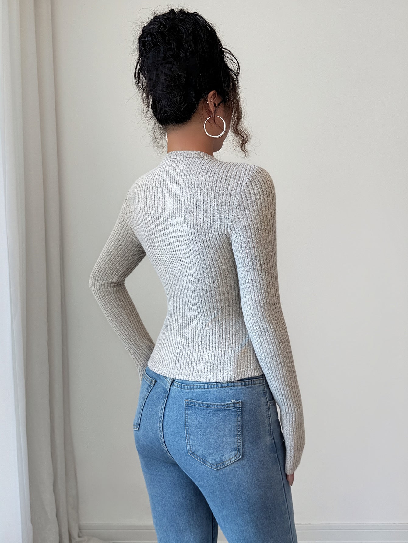 Cross-Border European and American Style Elegant Sweater Base Shirt T T-shirt Women's Clothing2025Autumn and Winter Amazon Foreign Trade Independent Station