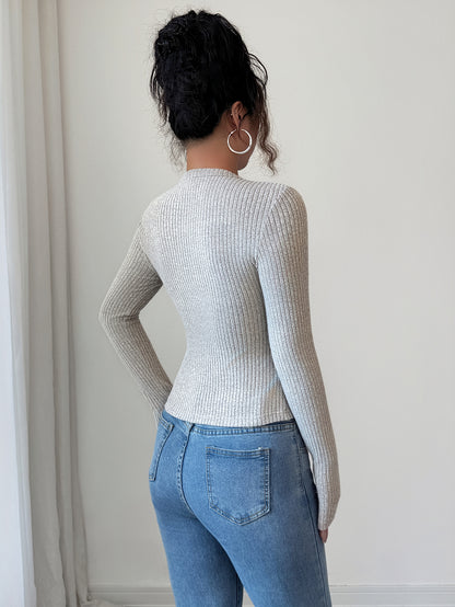 Cross-Border European and American Style Elegant Sweater Base Shirt T T-shirt Women's Clothing2025Autumn and Winter Amazon Foreign Trade Independent Station