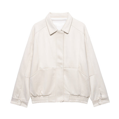 Cross-border Wholesale European and American Style2025Autumn and Winter Fashion Turn-Down Collar Suede Texture Loose Flight Jacket for Women A6