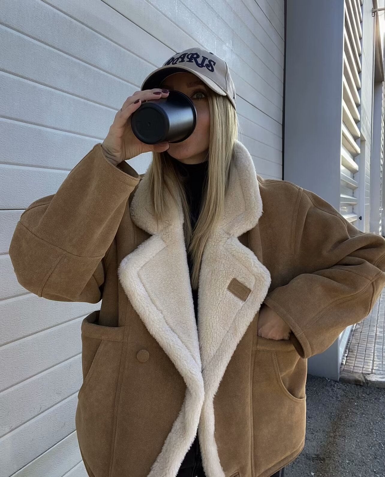 Cross-Border Amazon2025Autumn and Winter New Women's Fashion Loose Warm Retro Lamb Wool Coat D79245