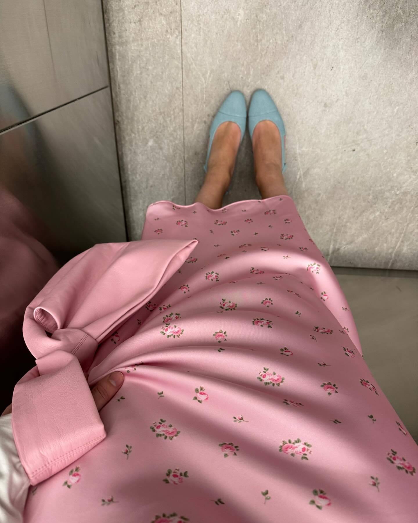 Cross-border Printed Midi Skirt European and American Style2025Spring and Summer New Elegant Floral Satin Printed Draped High-Waisted Skirt