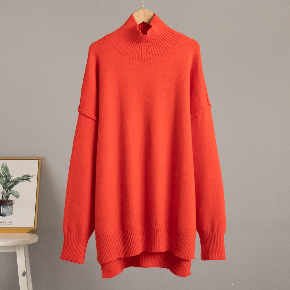 Cross-Border Turtleneck Sweater Set for Women, European and American Style, Autumn and Winter New Loose Casual Thick Knitted Long Pants Set