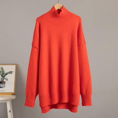 Cross-Border Turtleneck Sweater Set for Women, European and American Style, Autumn and Winter New Loose Casual Thick Knitted Long Pants Set