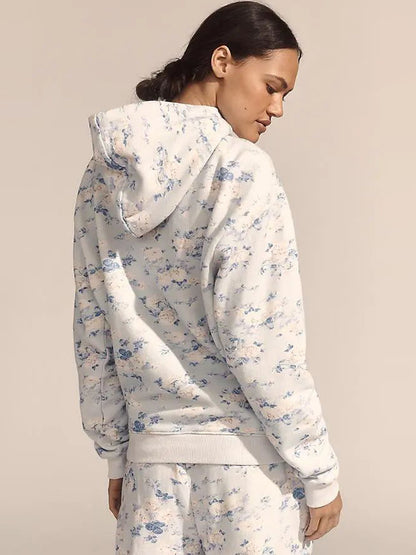 Sultyra Floral Casual Hooded Sweatshirt High Waist Comfortable Shorts Set