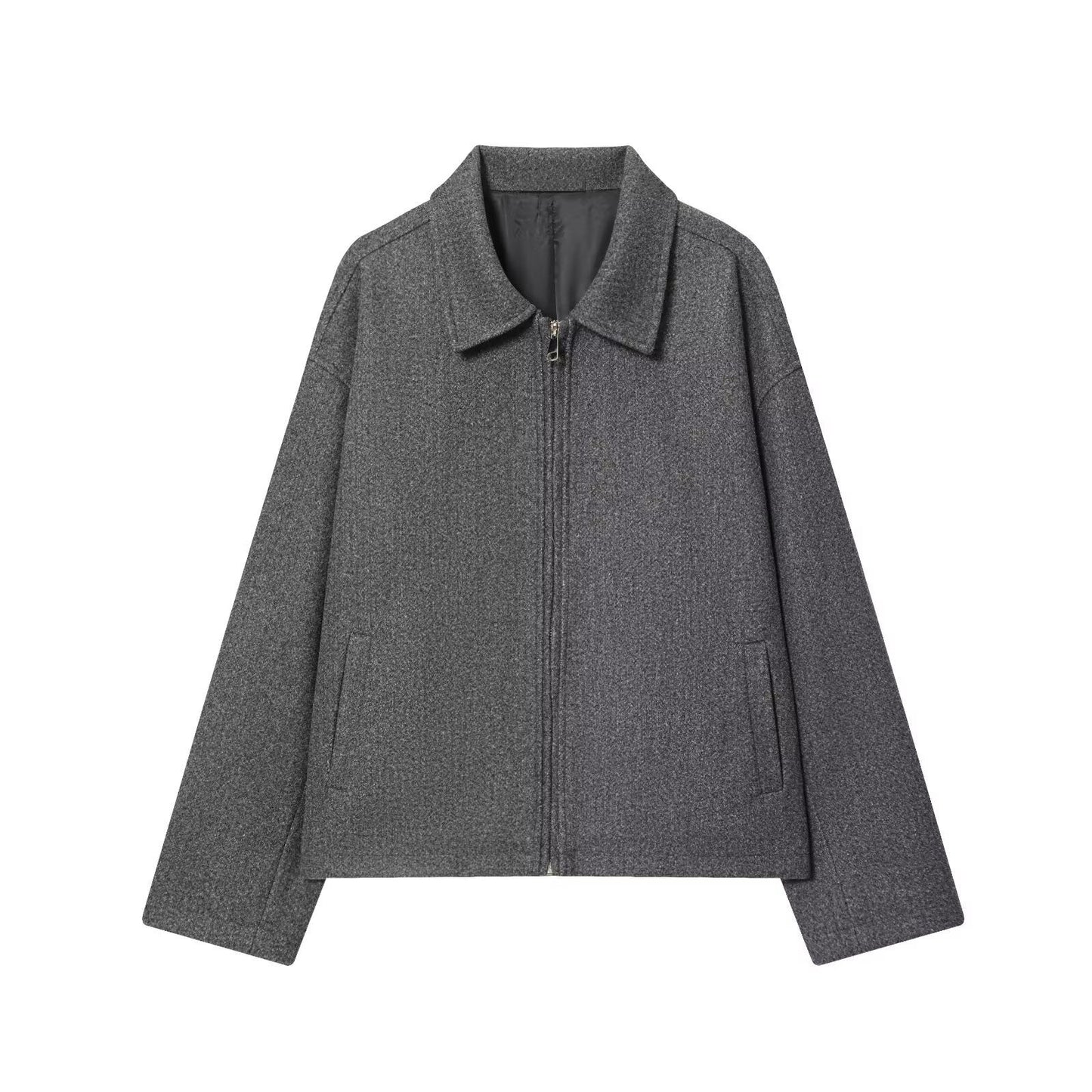 2025Autumn Fashion Three-Color Solid Wide Zipper Wool Coat Cross-Border Amazon Women's Clothing B88780