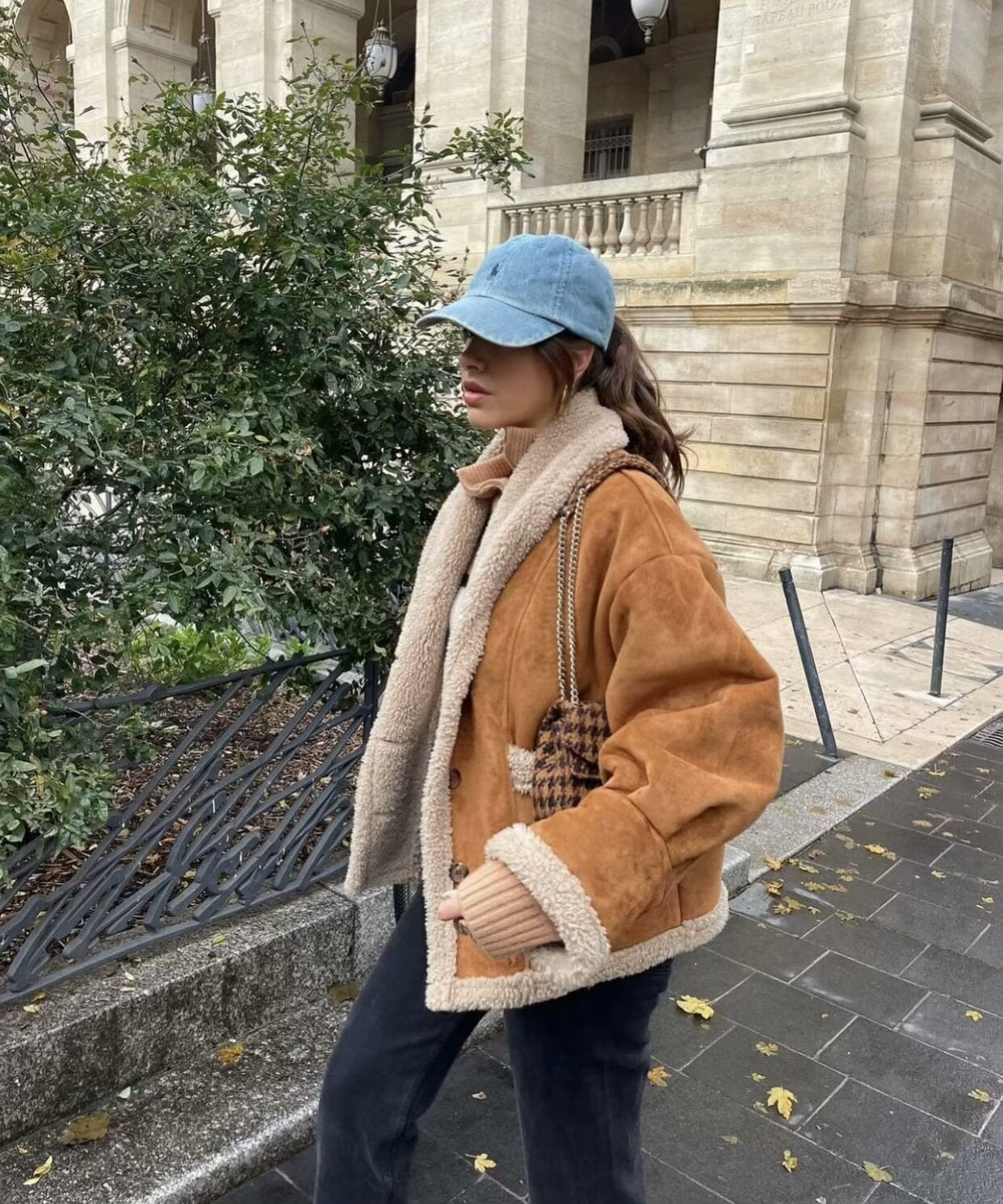 Cross-Border2024Autumn Winter Women's American Retro Woolen Coat with Turn-down Collar Loose Fur Coat for Women B88747