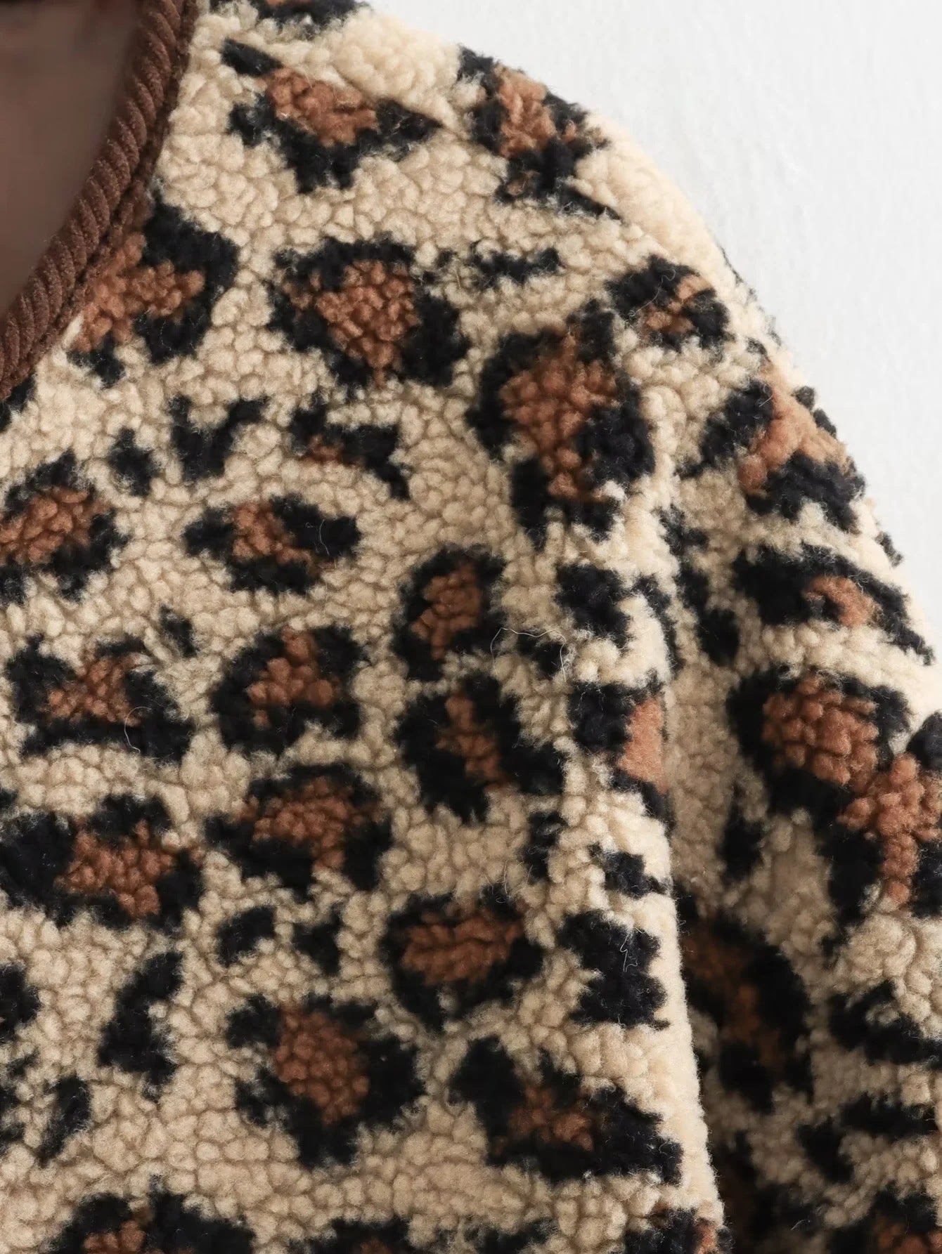 Foreign Trade Amazon Women's Clothing Autumn Winter American Style Leopard Print Casual Loose Long Sleeve Jacket for Women A34397