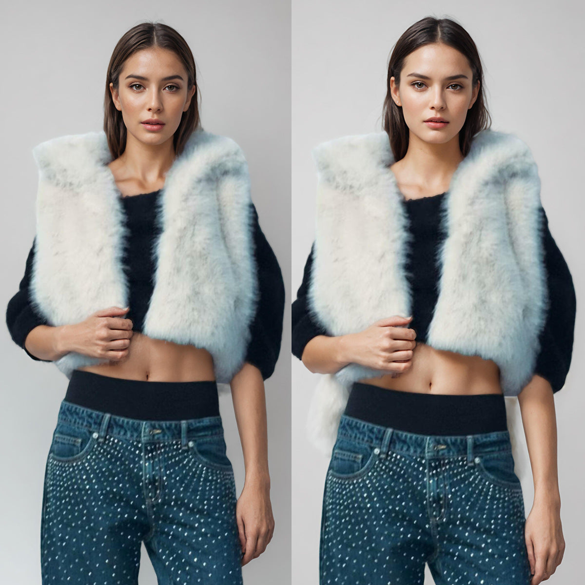 Cross-border women's clothing2025Autumn New Casual Street Fashion Vest Faux Fur Top