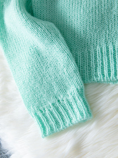 Sultyra Deep v Collared Solid Color Button Cardigan Knitted Sweater