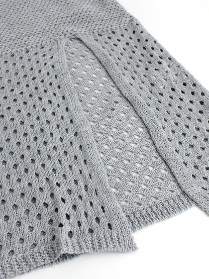 Foreign Trade Cross-Border European and American Amazon Source Manufacturer Knitted Long Hollow Strap Slit Dress for Summer