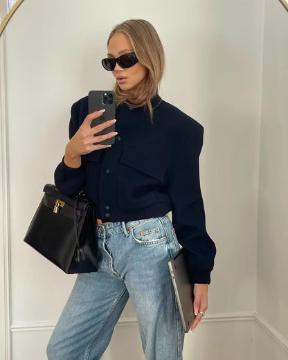 11Color Amazon Cross-Border2025Spring and Autumn New European and American Style Stand Collar Large Pocket Women's Jacket Coat A19621