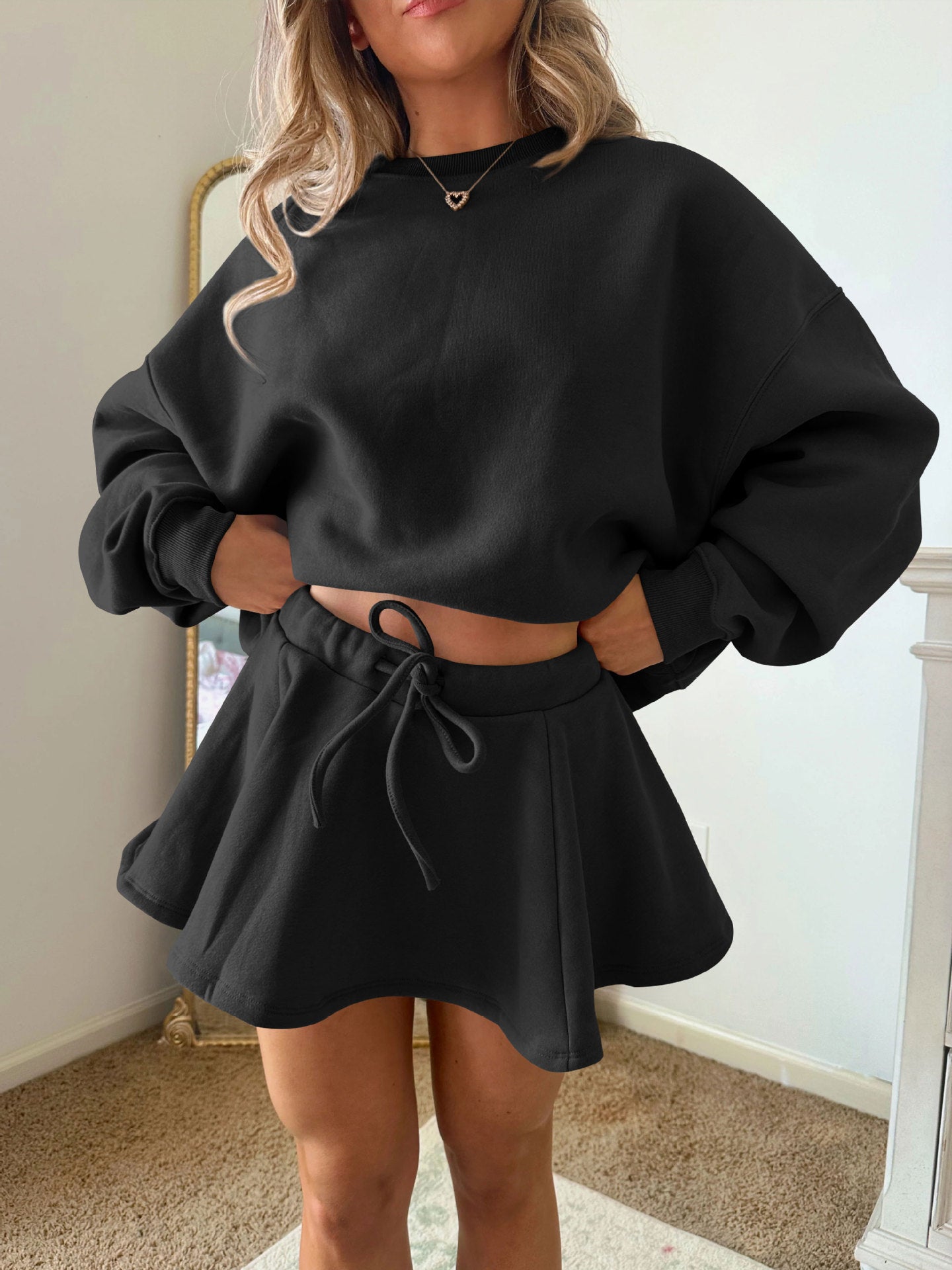 Sultyra Ballet Style High Waist Tie Half Skirt Set