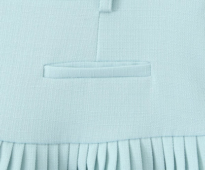 Cross-border European and American Fashion Striped Short Sleeve T Shirt Top+Low Waist Pleated Short Skirt2025Spring New D79551