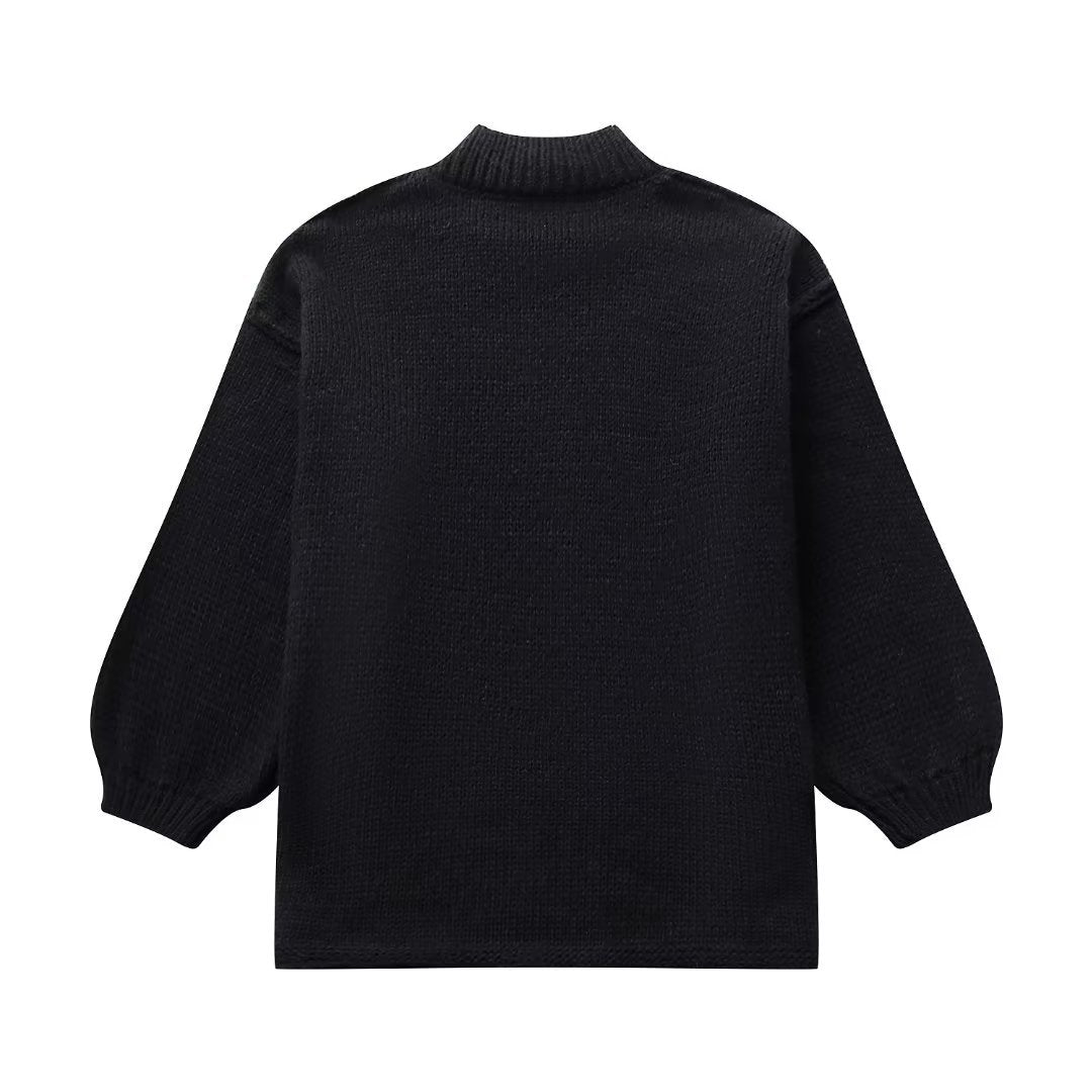 Cross-border Wholesale European and American Women's Clothing2024New Spring and Autumn Season Elegant Round Neck Simple Style Thin Knitted Sweater A34318