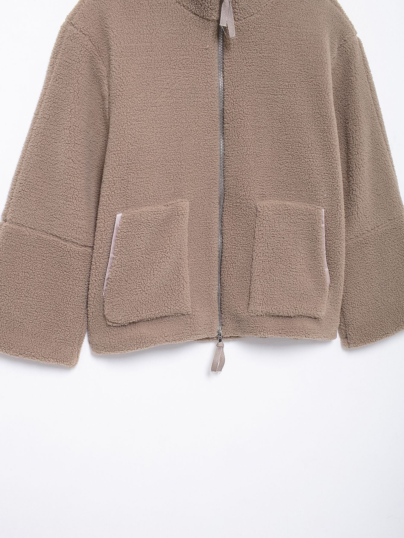 Cross-Border2024European and American Style Autumn Winter New Women's Solid Color Lazy Style Lamb Wool High Neck Woolen Coat A65002