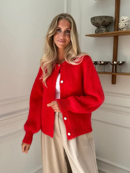 Candy Color Knitted Cardigan Women's European and American2025Autumn and Winter Mohair Solid Color Cardigan Macaron Color Sweater Cardigan for Women