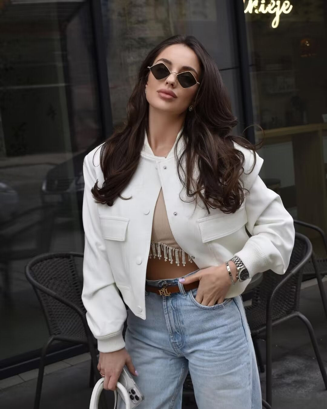 11Color Amazon Cross-Border2025Spring and Autumn New European and American Style Stand Collar Large Pocket Women's Jacket Coat A19621