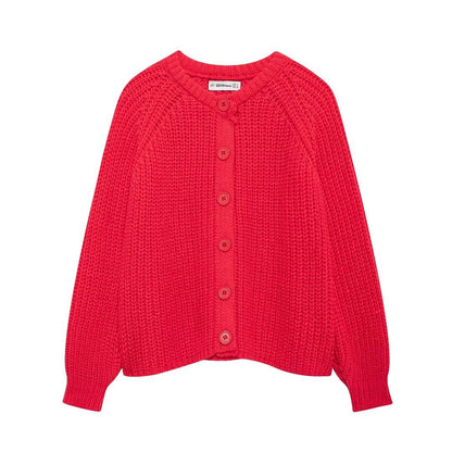 Cross-border women's clothing Y2K European and American Style2024Autumn New Solid Color Cardigan Long Sleeve Knitted Sweater Jacket for Women B66021